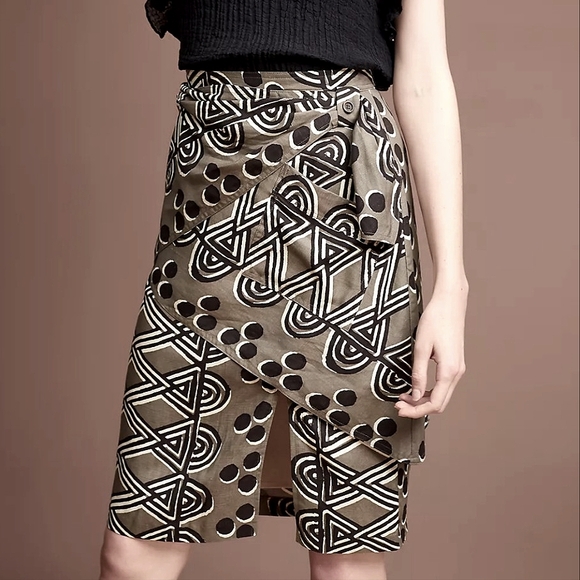 NWT Maeve for Anthropologie Edessa Faux Wrap Abstract Print Skirt - Picture 1 of 14